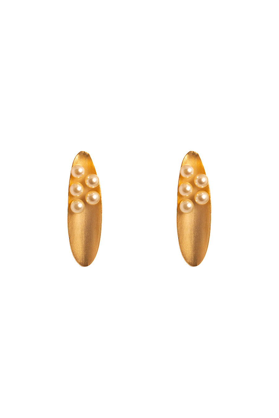 Gold Plated Pearl Caviar Dangler Earrings