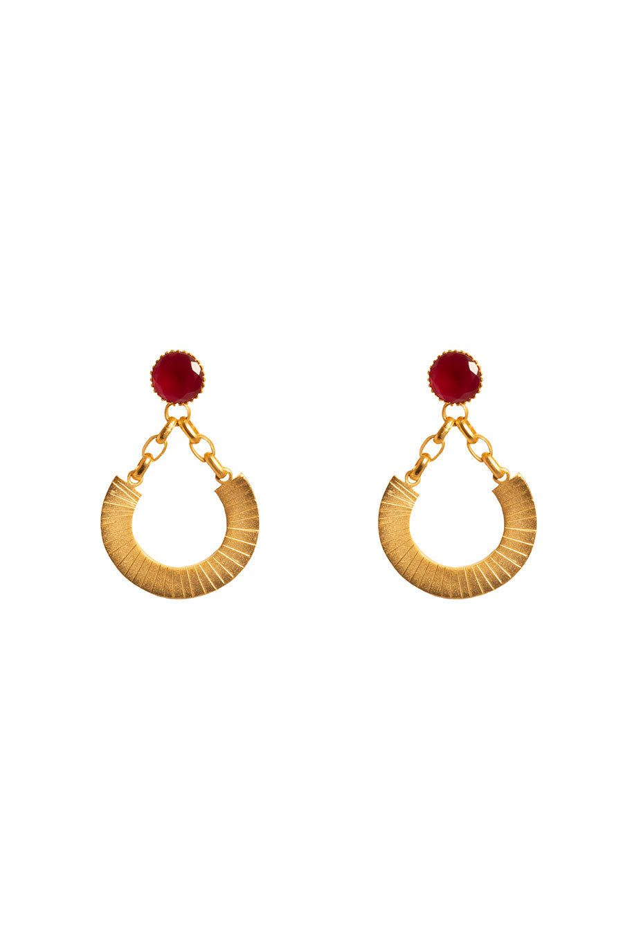 Gold Plated Allure Ruby Dangler Earrings