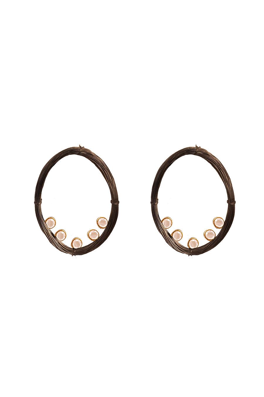 Gold Plated Stringed Long Stud Earrings