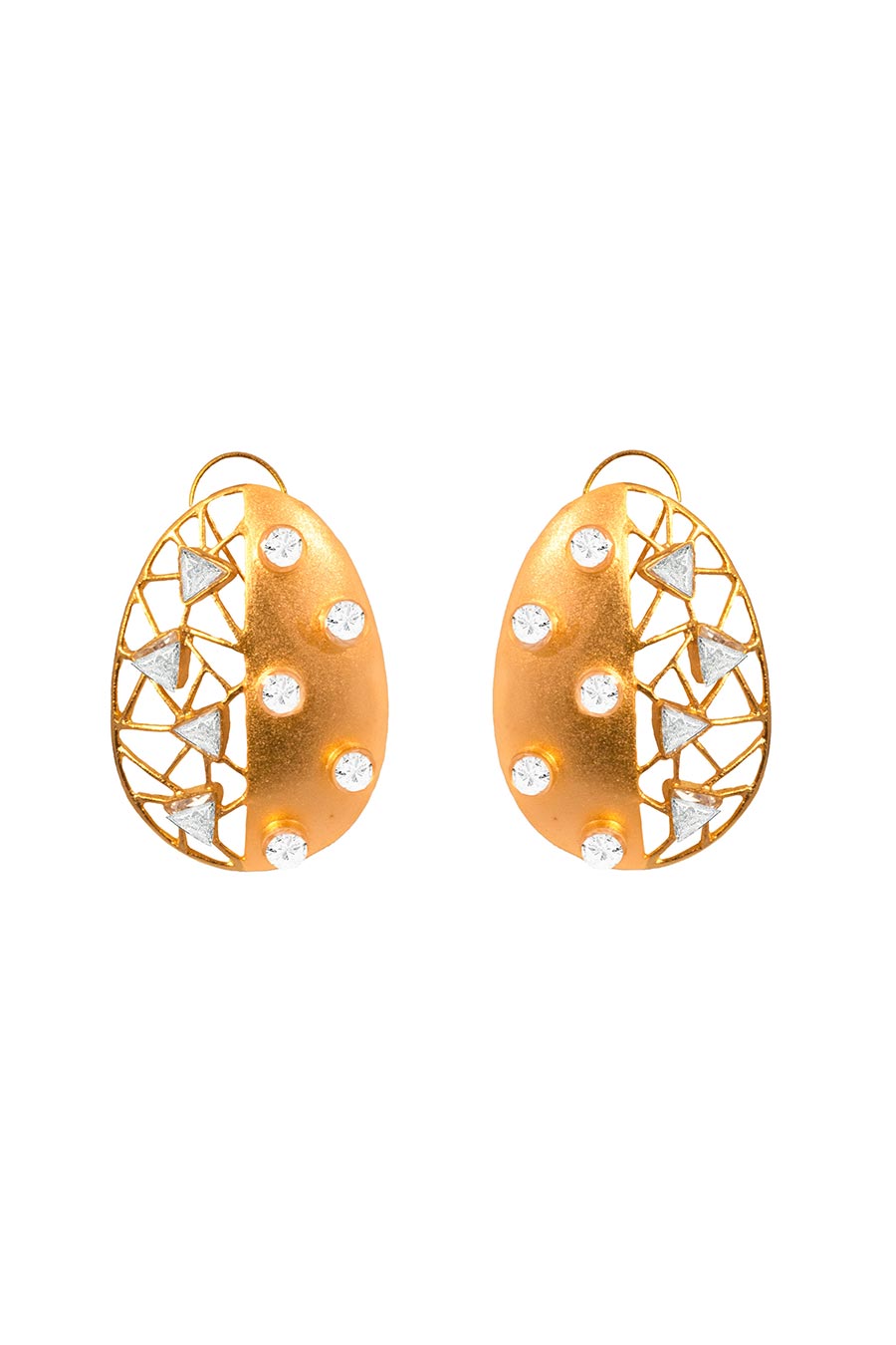 Gold Plated Diamond Long Stud Earrings
