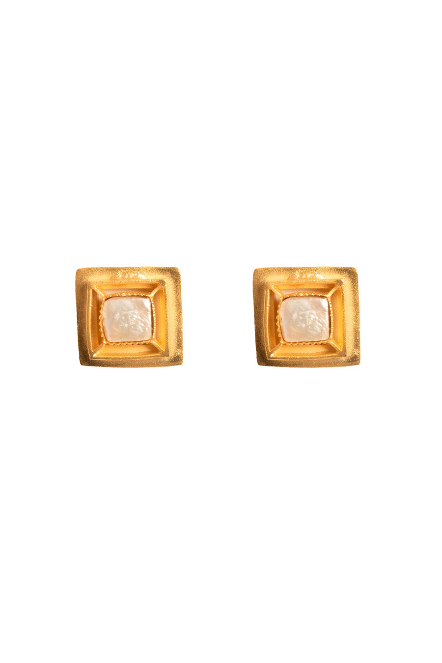 Gold Plated Pearl Stud Earrings