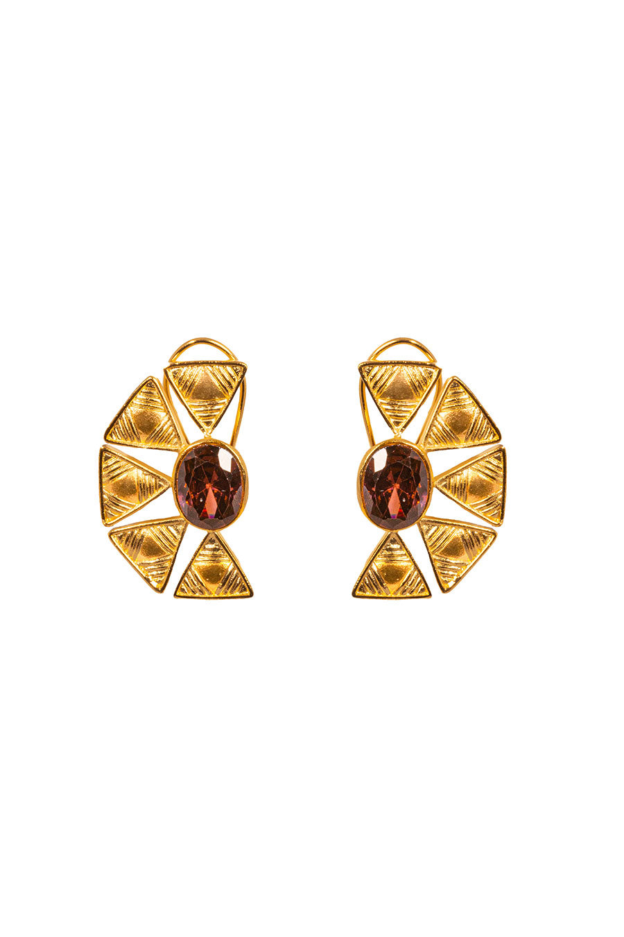 Gold Plated Amethyst Stone Stud Earrings