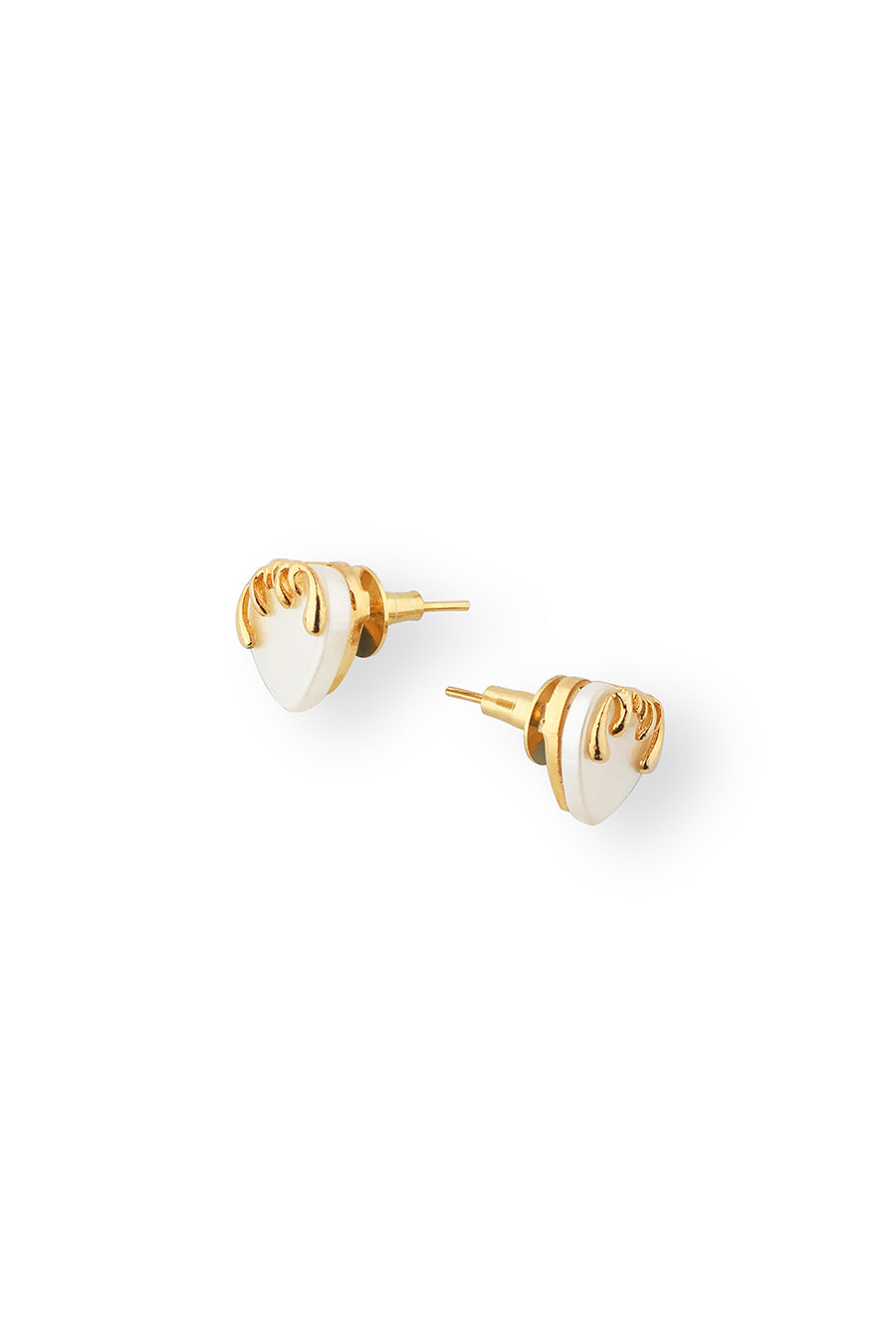 Gold Plated Melting Heart Pearl Stud Earrings