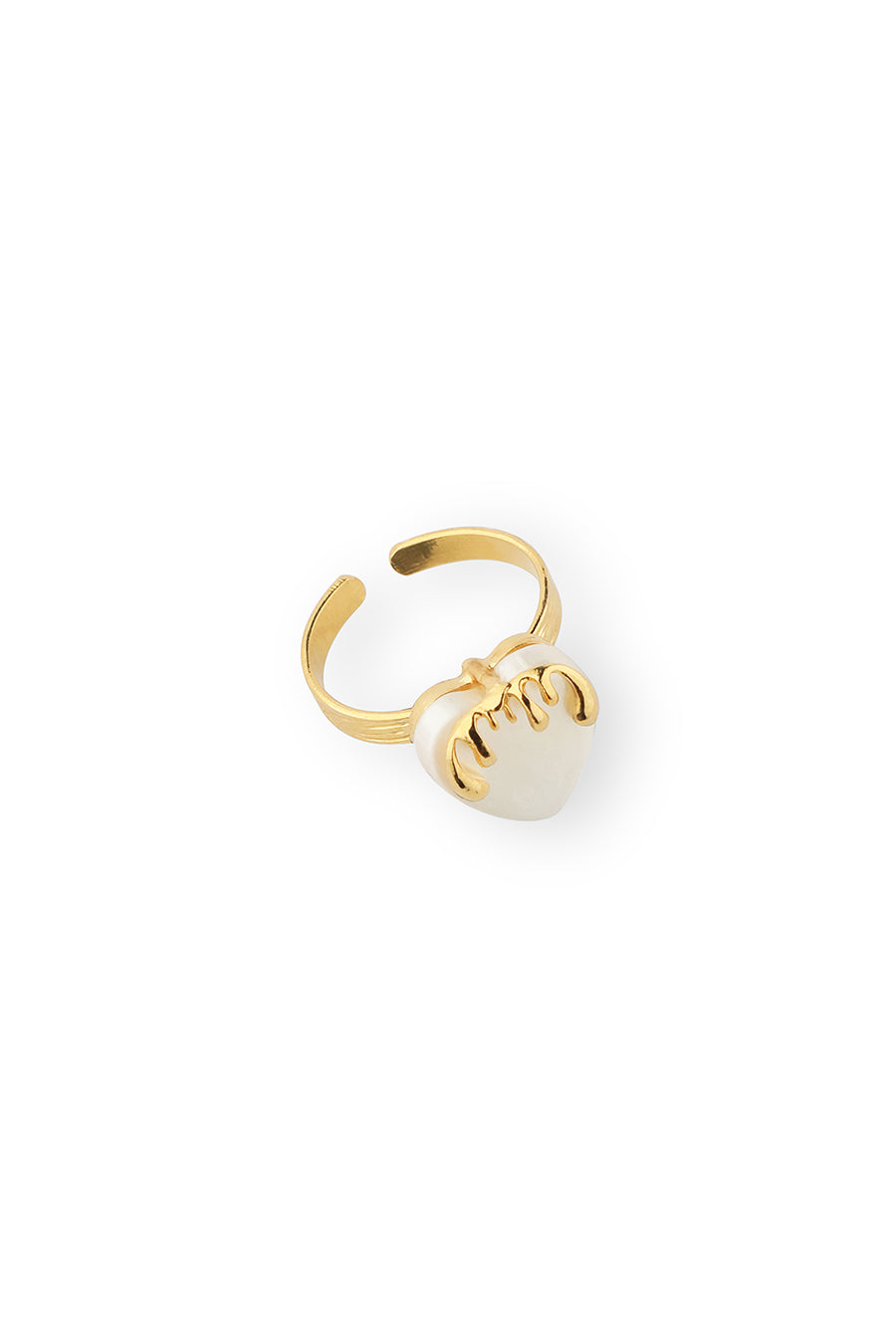 Gold Plated Melting Heart Pearl Ring