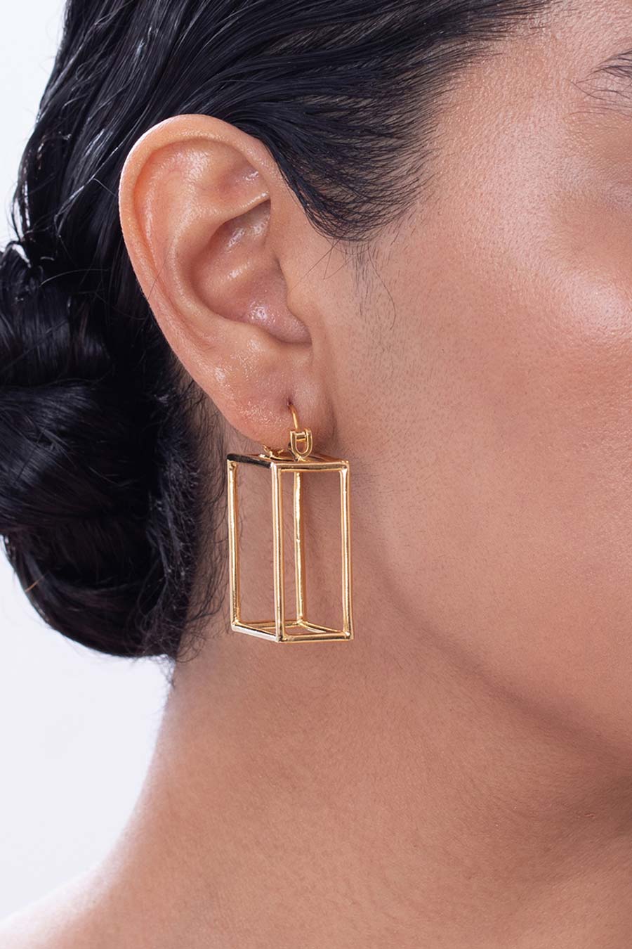 Gold Mini Cubical Hoop Earrings
