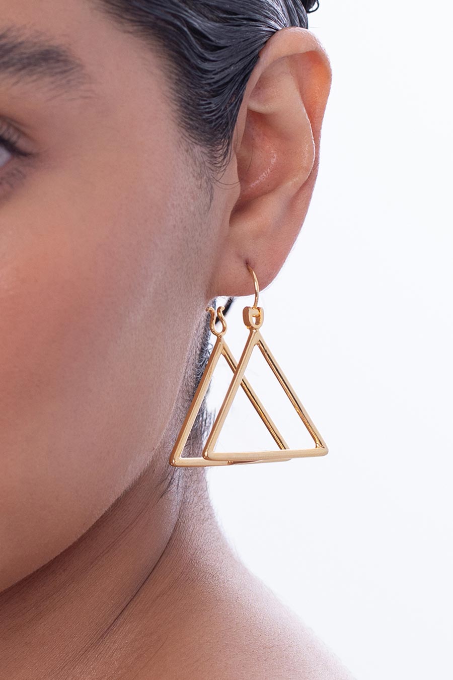 Gold Triangular Drop Earrings