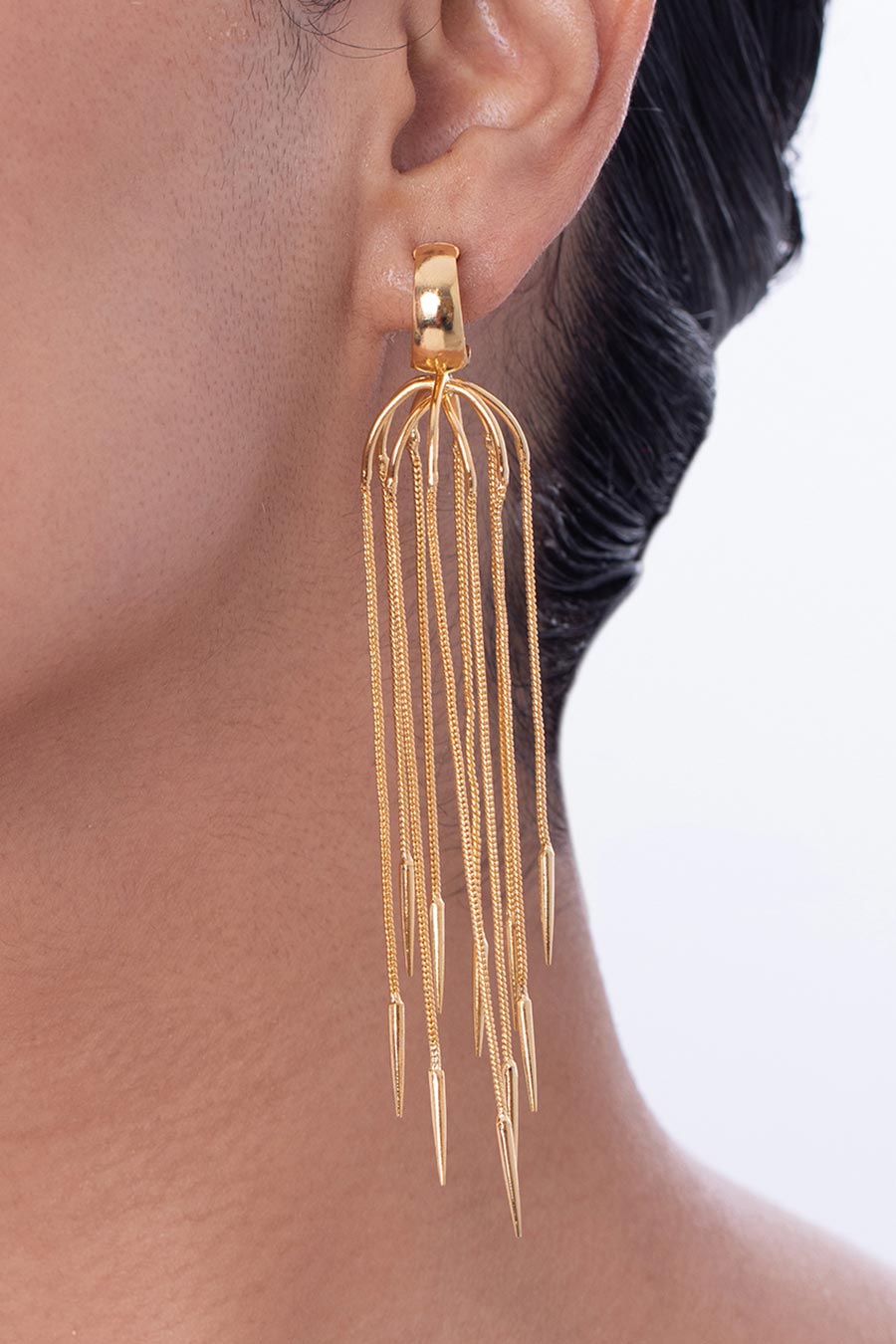 Gold Waterfall Tassel Earrings
