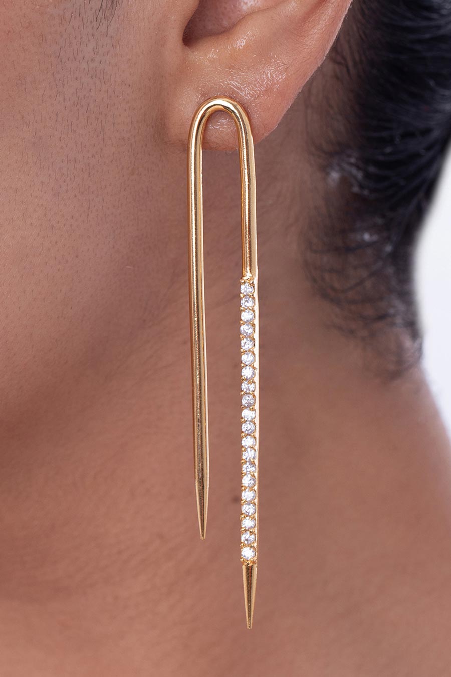 Gold American Diamond Thread Earrings