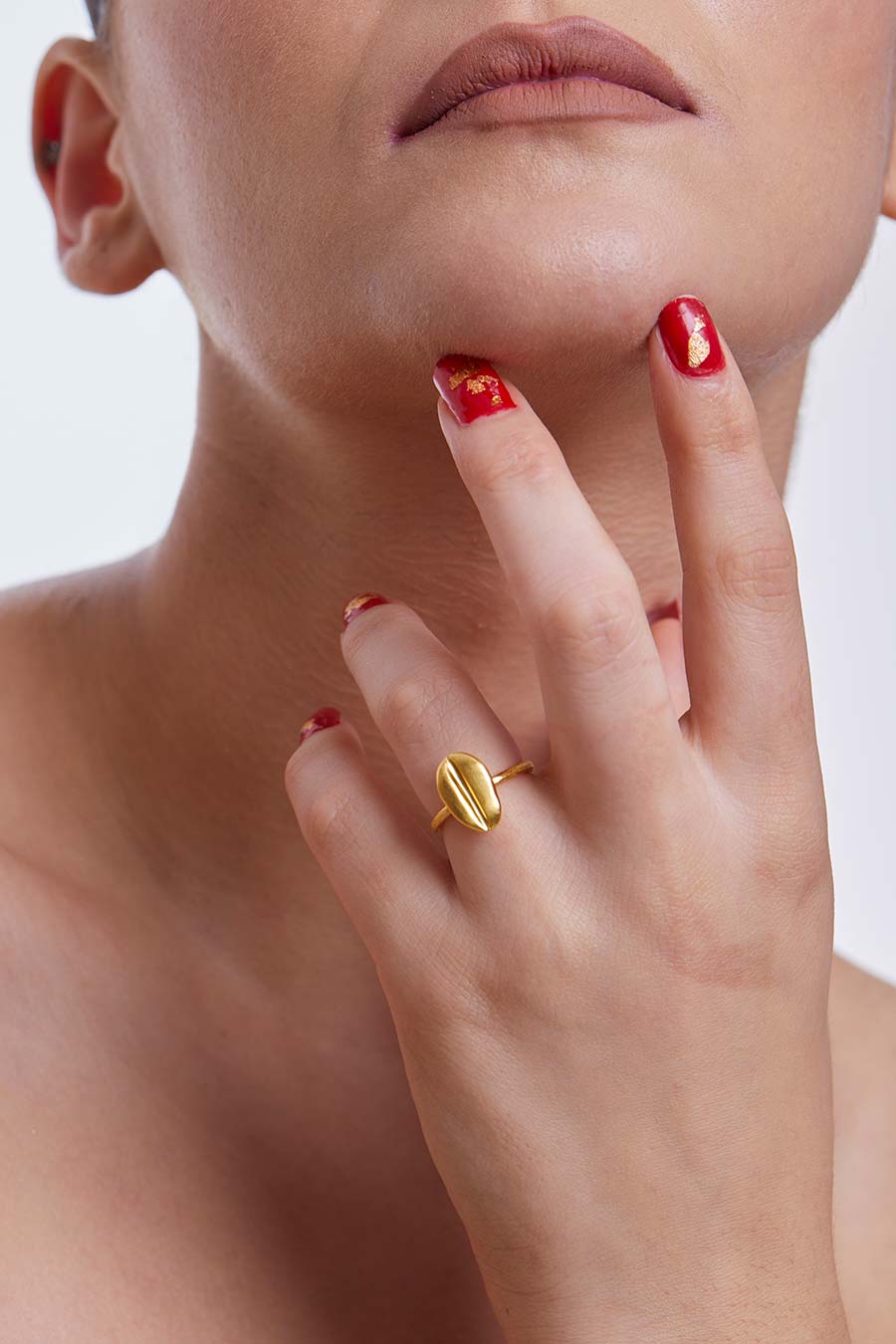 Gold Plated Bean Ring
