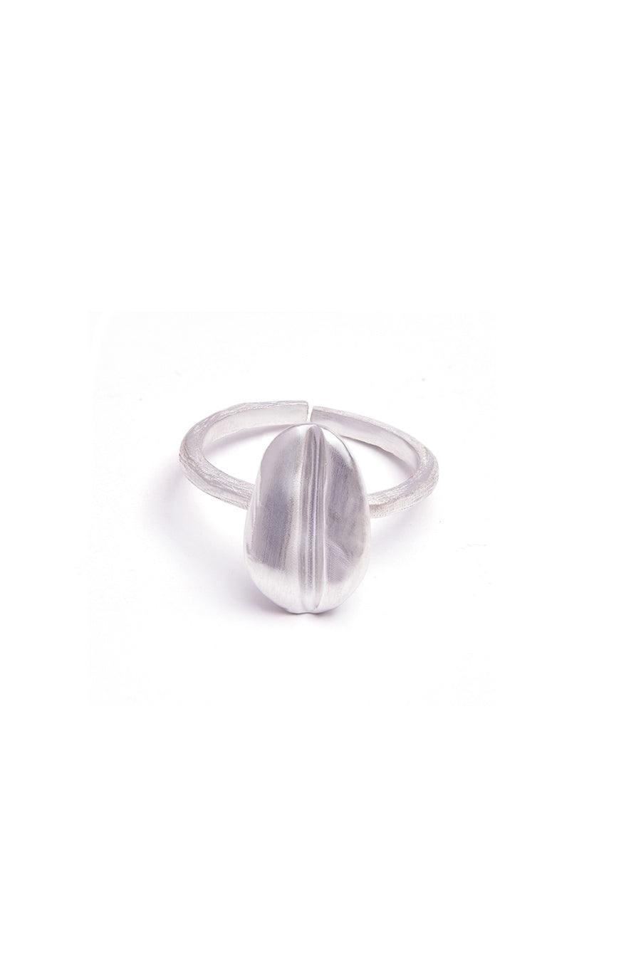 Silver Polished Bean Ring