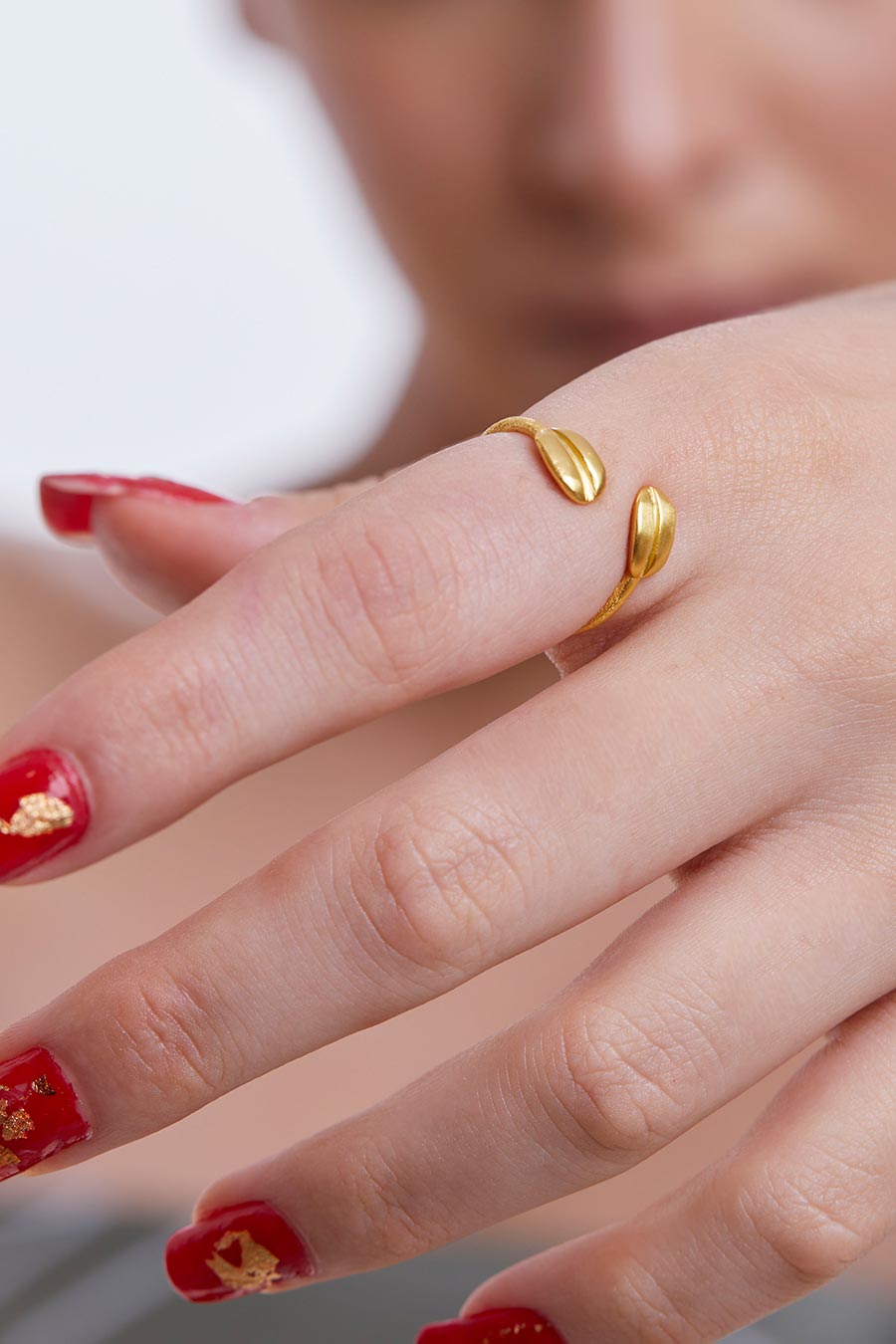 Gold Plated Double-Bean Ring