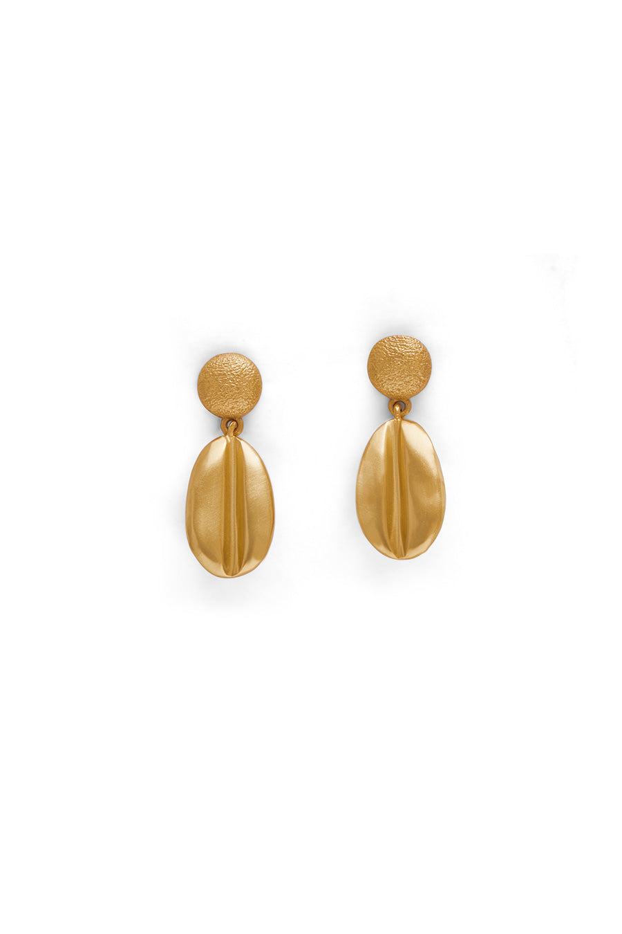 Gold Plated Bean Dangler Earrings