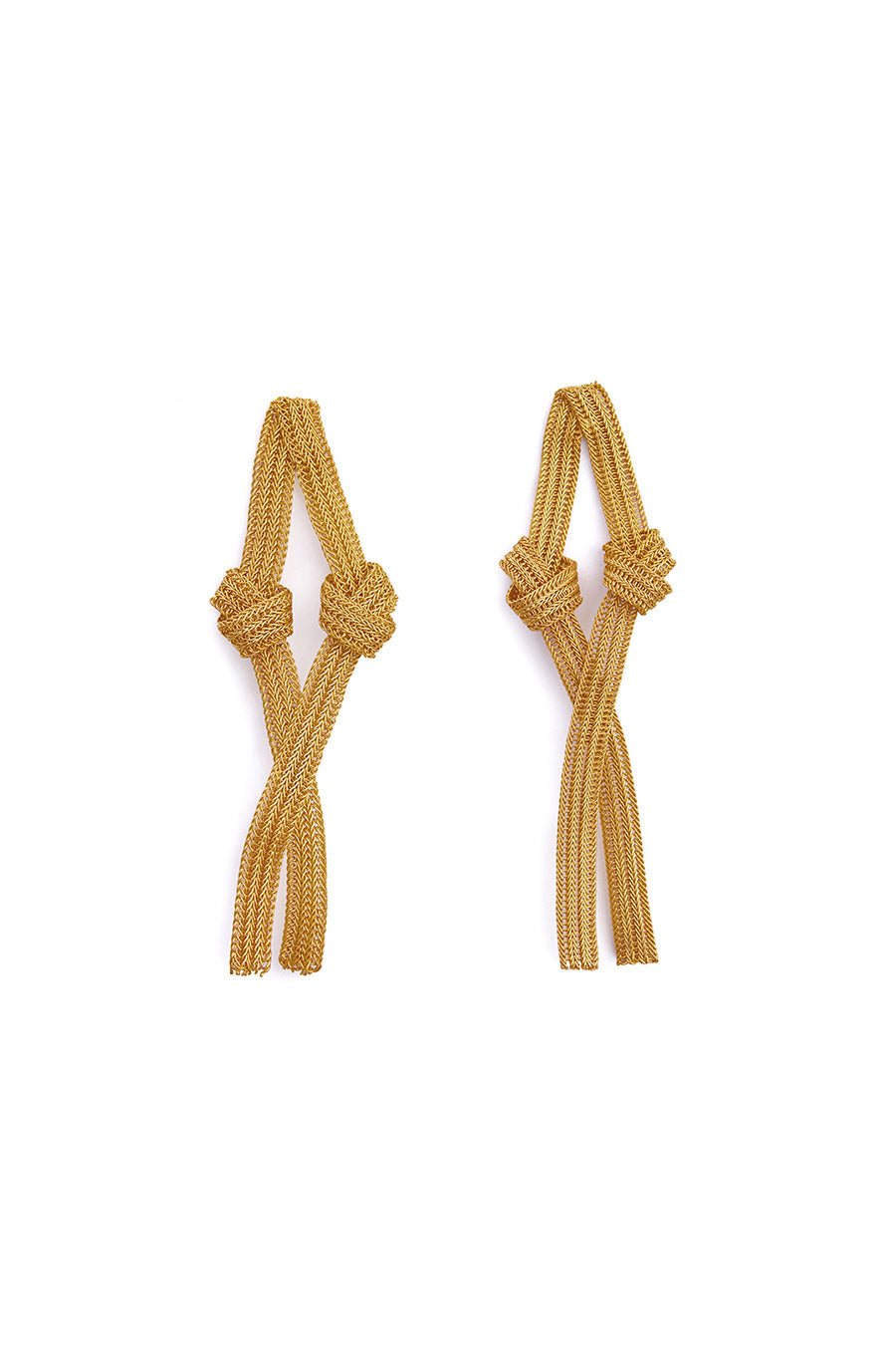 Gold Double-Knotted Mesh Short Earrings
