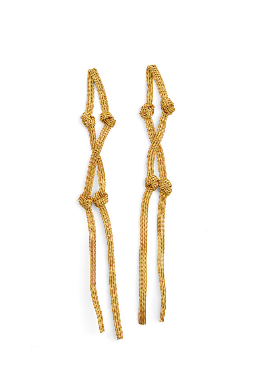Gold Double-Knotted Mesh Long Earrings