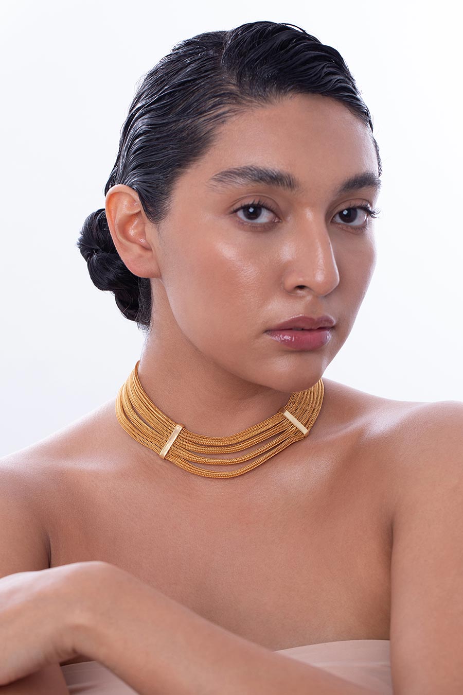 Gold Layered Mesh Necklace