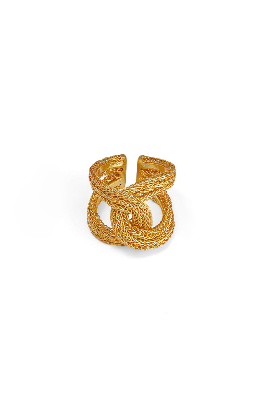 Gold Knotted Rope Mesh Ring