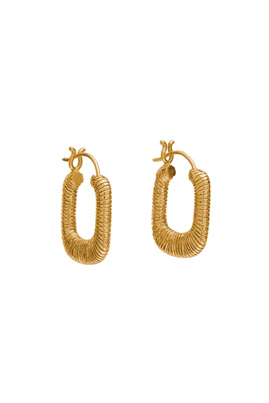 Gold Threaded Rectangular Hoop Earrings