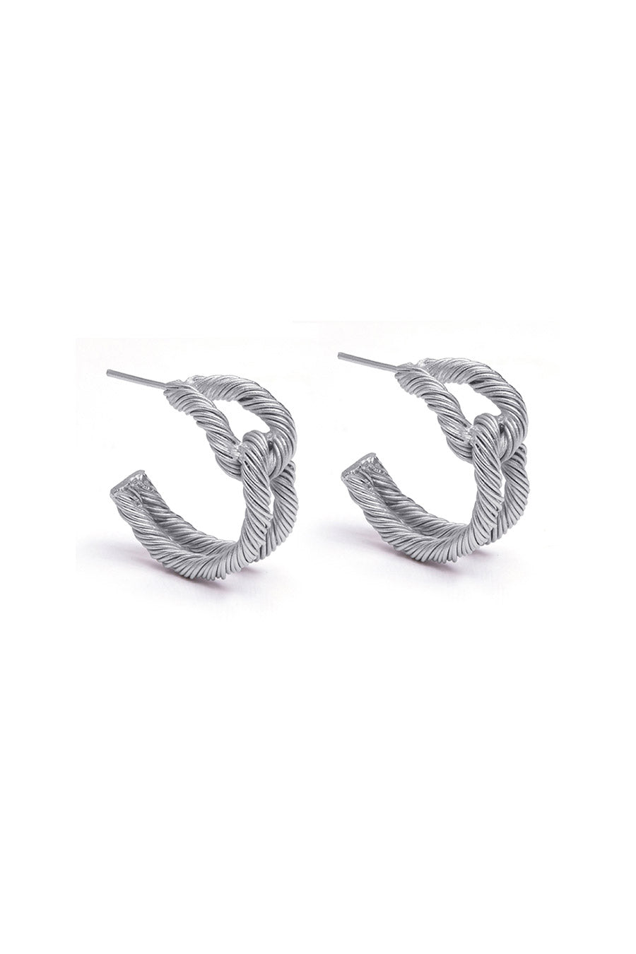 Silver Threaded Circular Hoop Earrings