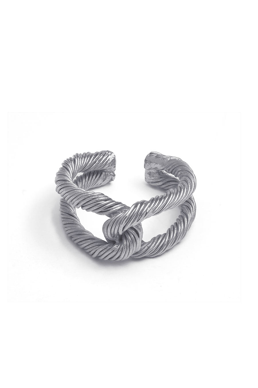 Silver Threaded Interlocked Ring