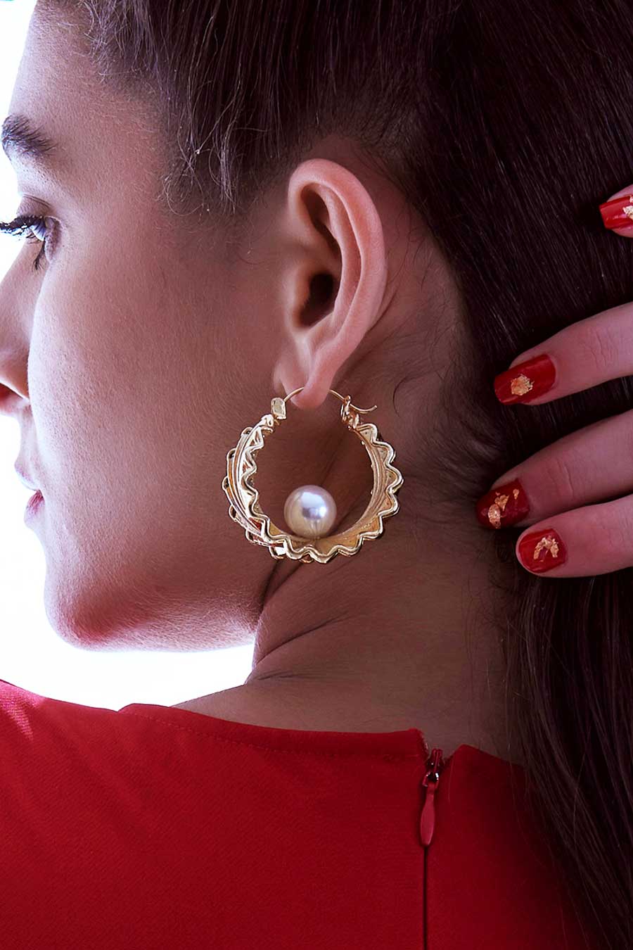 Gold Plated Oyster Hoop Earrings