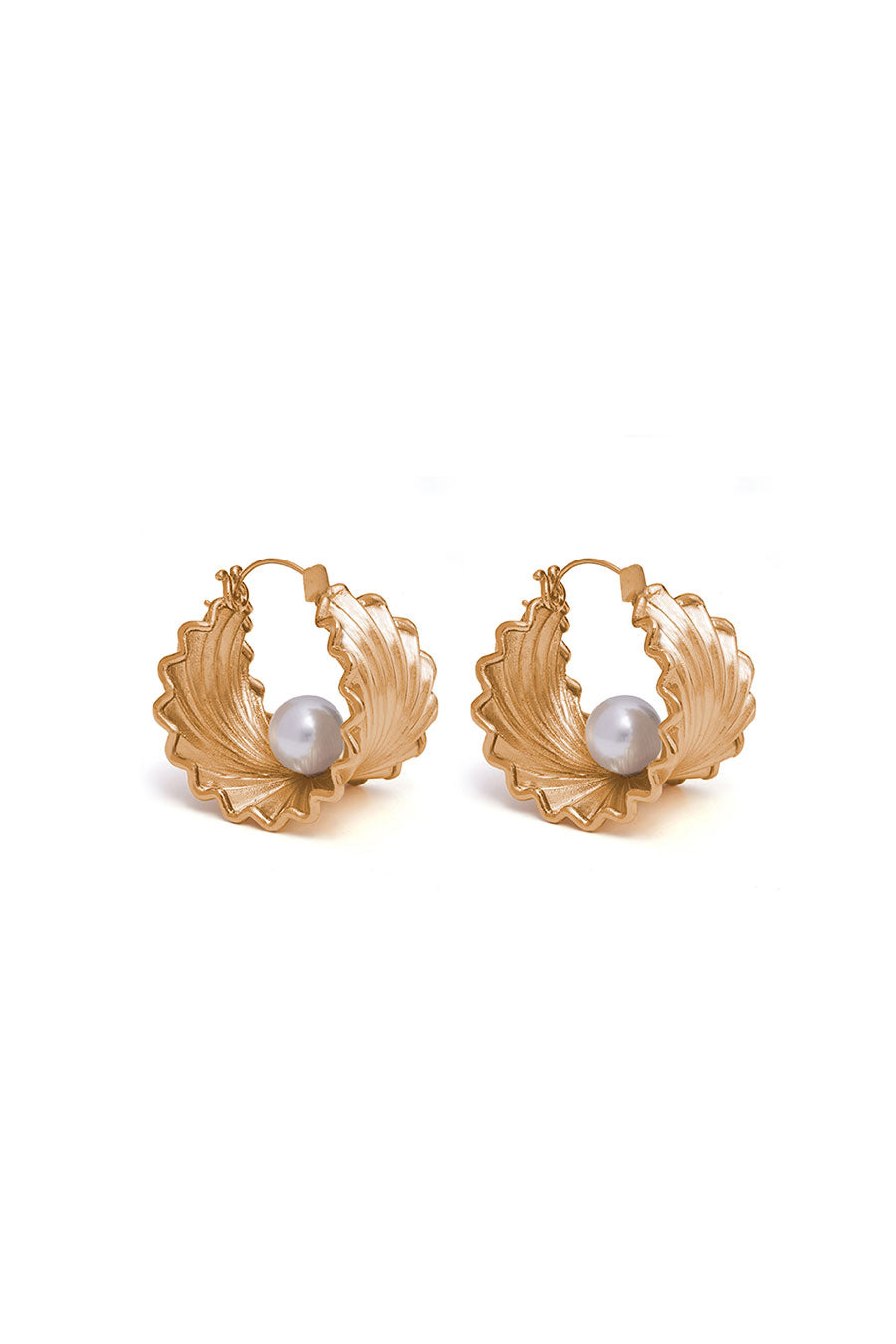 Gold Plated Oyster Hoop Earrings