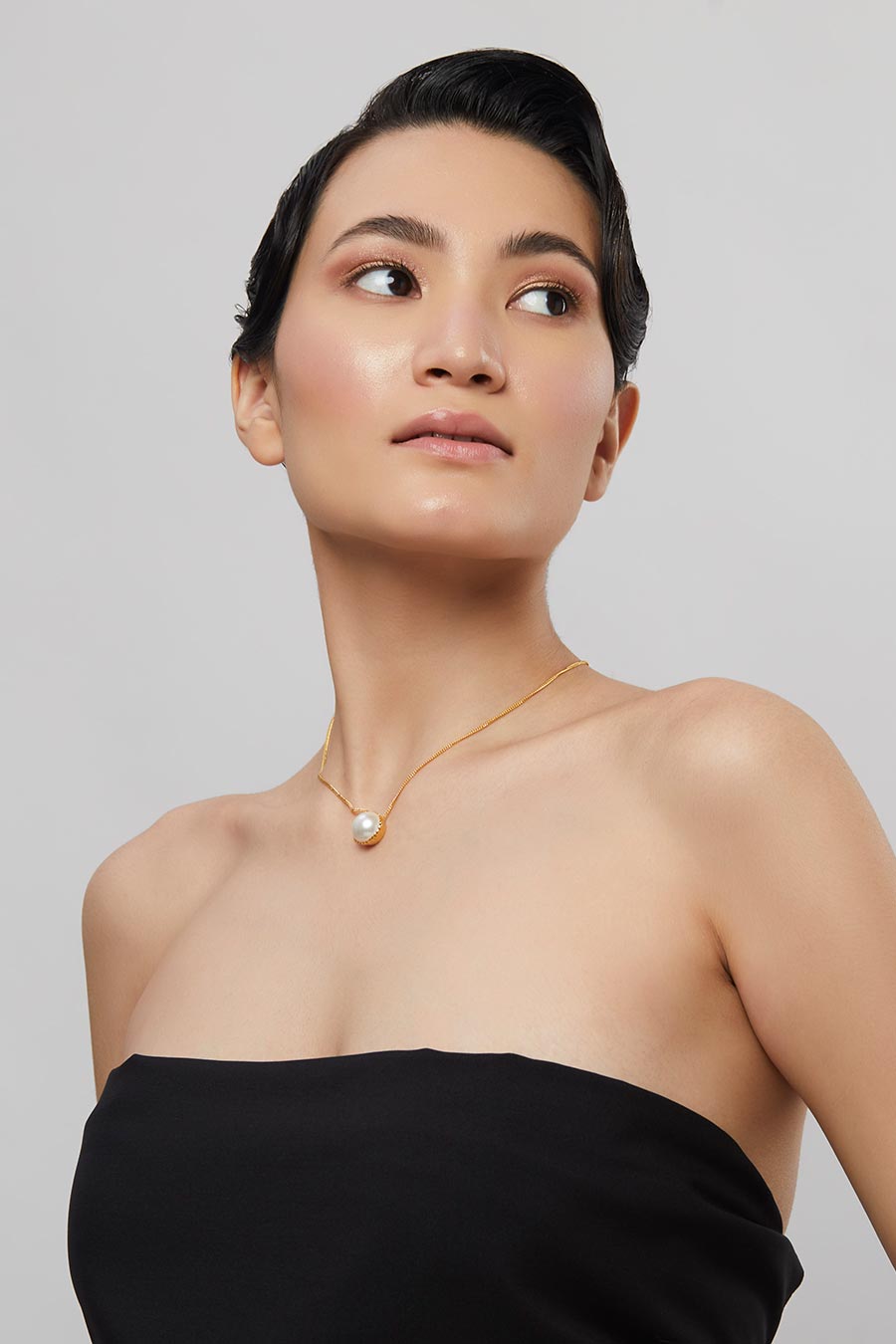 Gold Plated Polished Pearl Neckchain