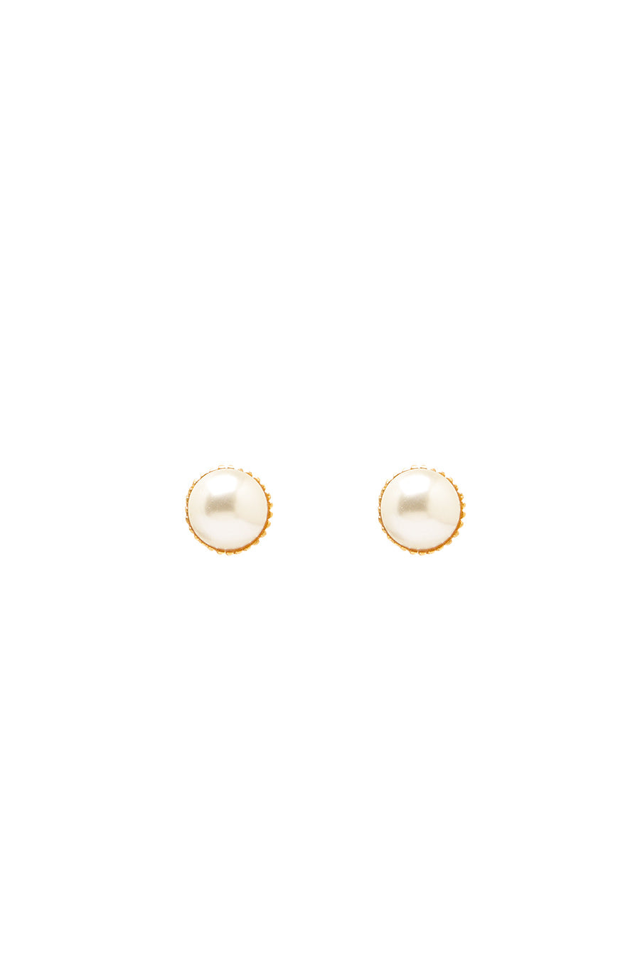 Gold Plated Polished Pearl Stud Earrings