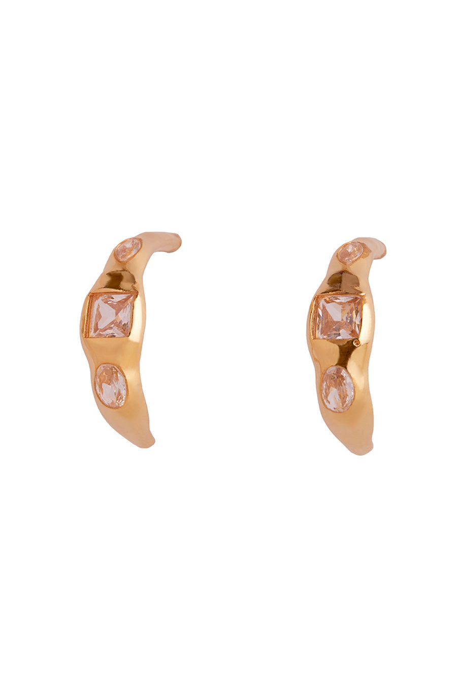 Gold Plated Amrican Diamond Hoop Earrings