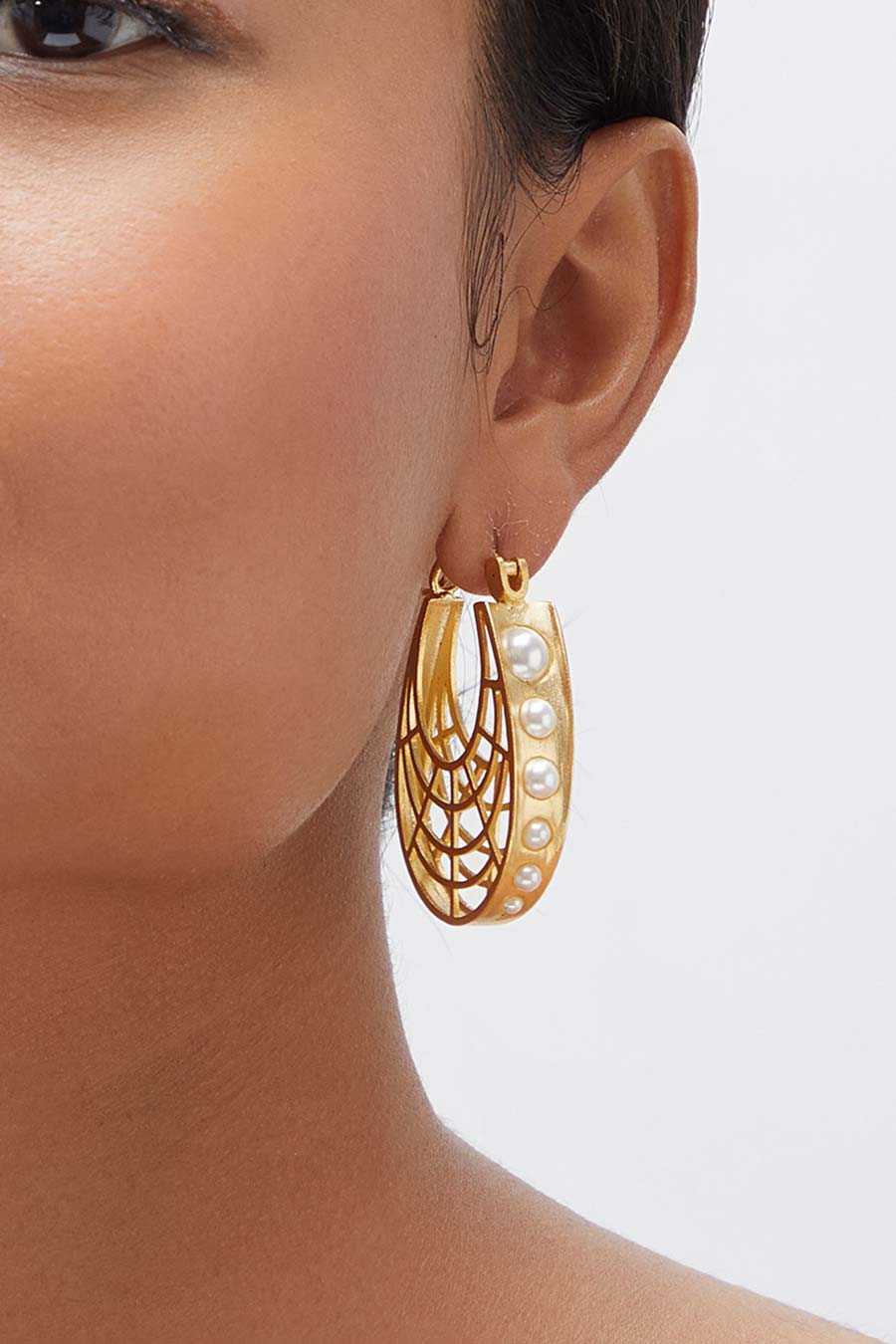 Gold Plated Aloka Hoop Earrings