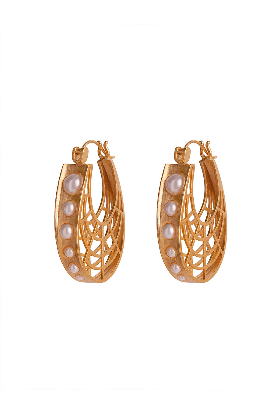 Gold Plated Aloka Hoop Earrings