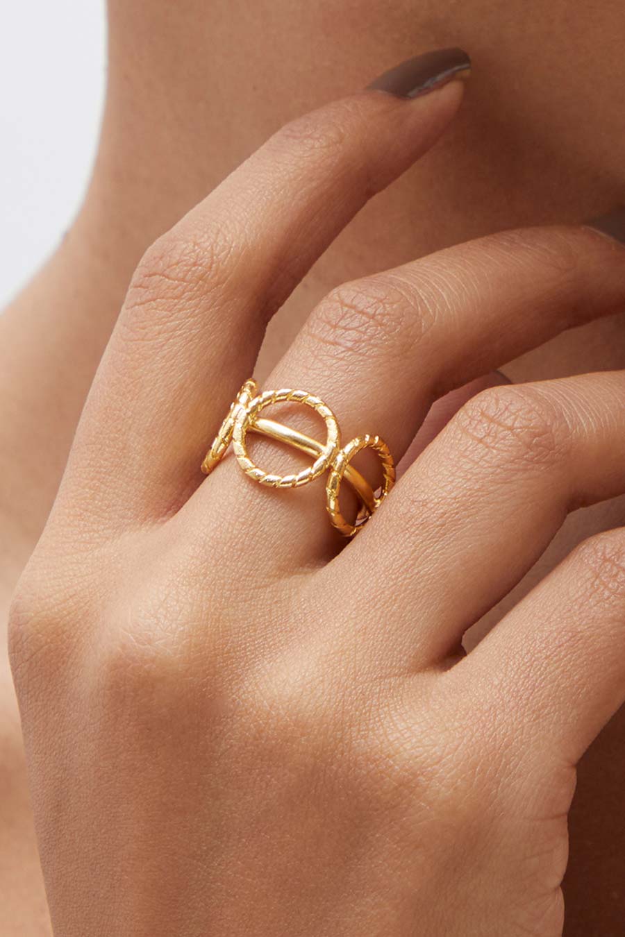 Gold Plated Noor Hand-Hugging Ring