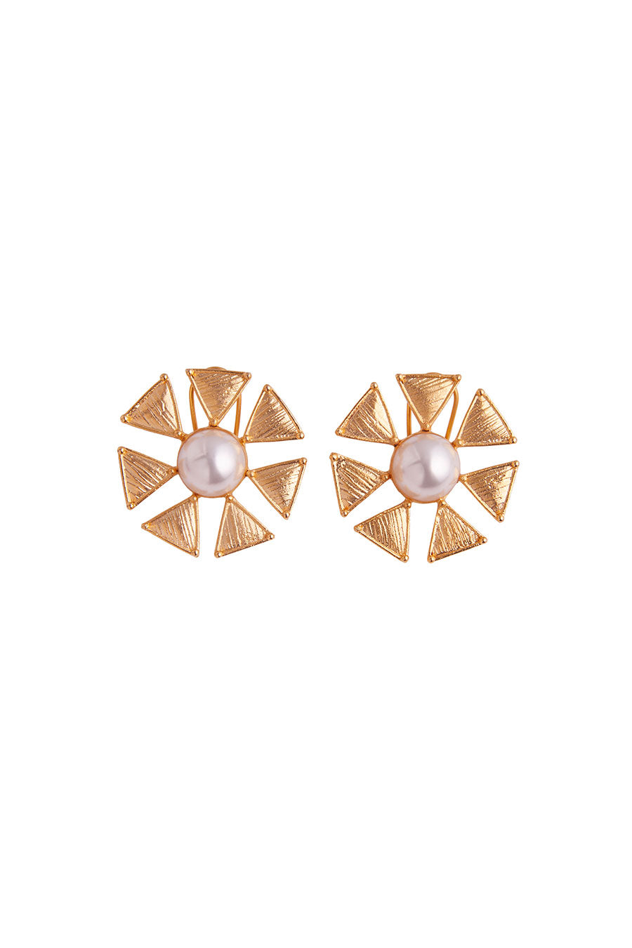 Gold Plated Daisy Pearl Stud Earrings