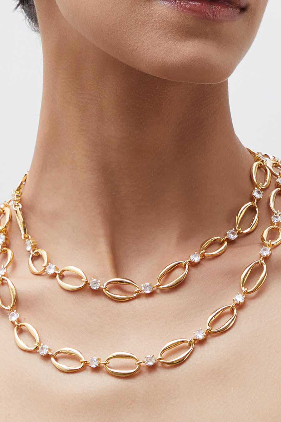 Shop Gold Plated Layered American Diamond Rani Haar by ETHNIC ANDAZ at ...