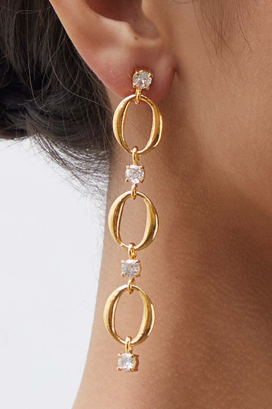 Gold Plated American Diamond Short Dangler Earrings