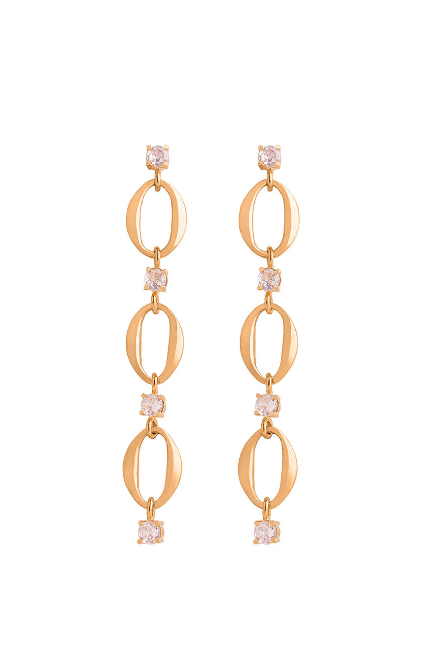 Gold Plated American Diamond Short Dangler Earrings