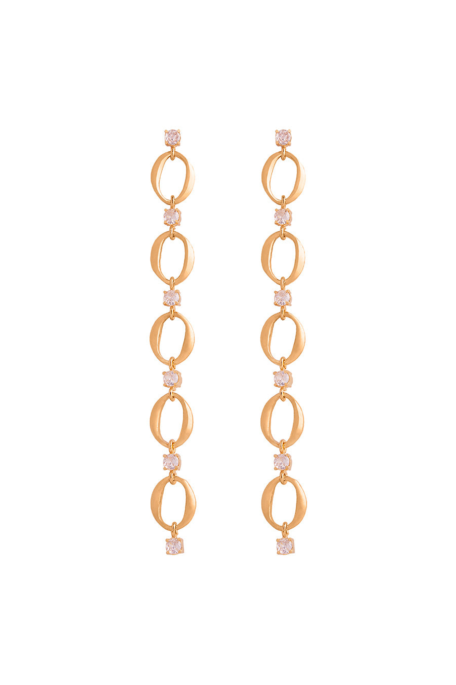 Gold Plated American Diamond Long Dangler Earrings