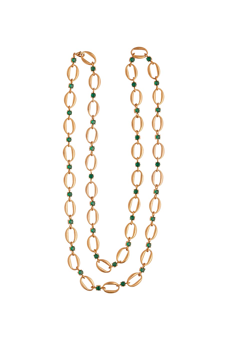 Gold Plated Layered Emerald Rani Haar