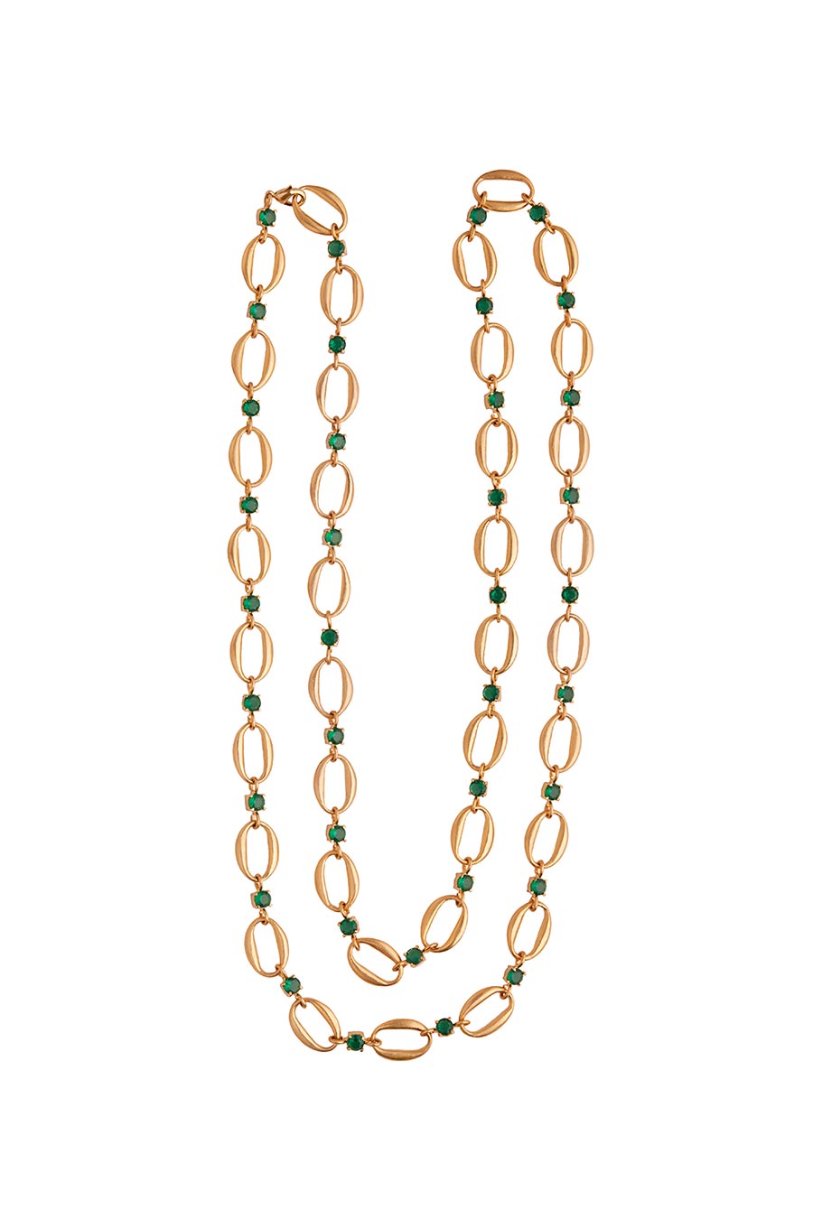 Gold Plated Layered Emerald Rani Haar