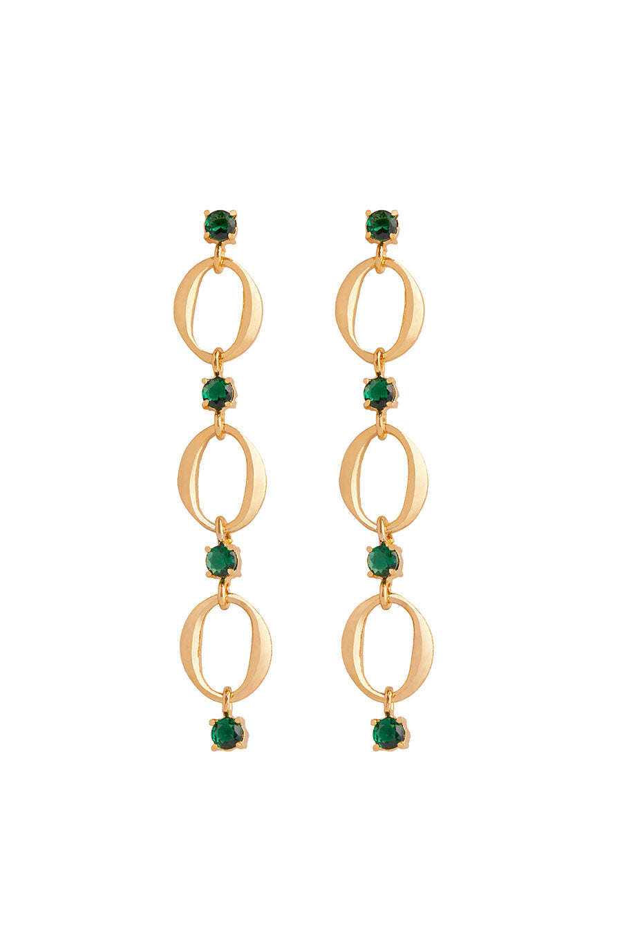 Gold Plated Emerald Rani Short Dangler Earrings