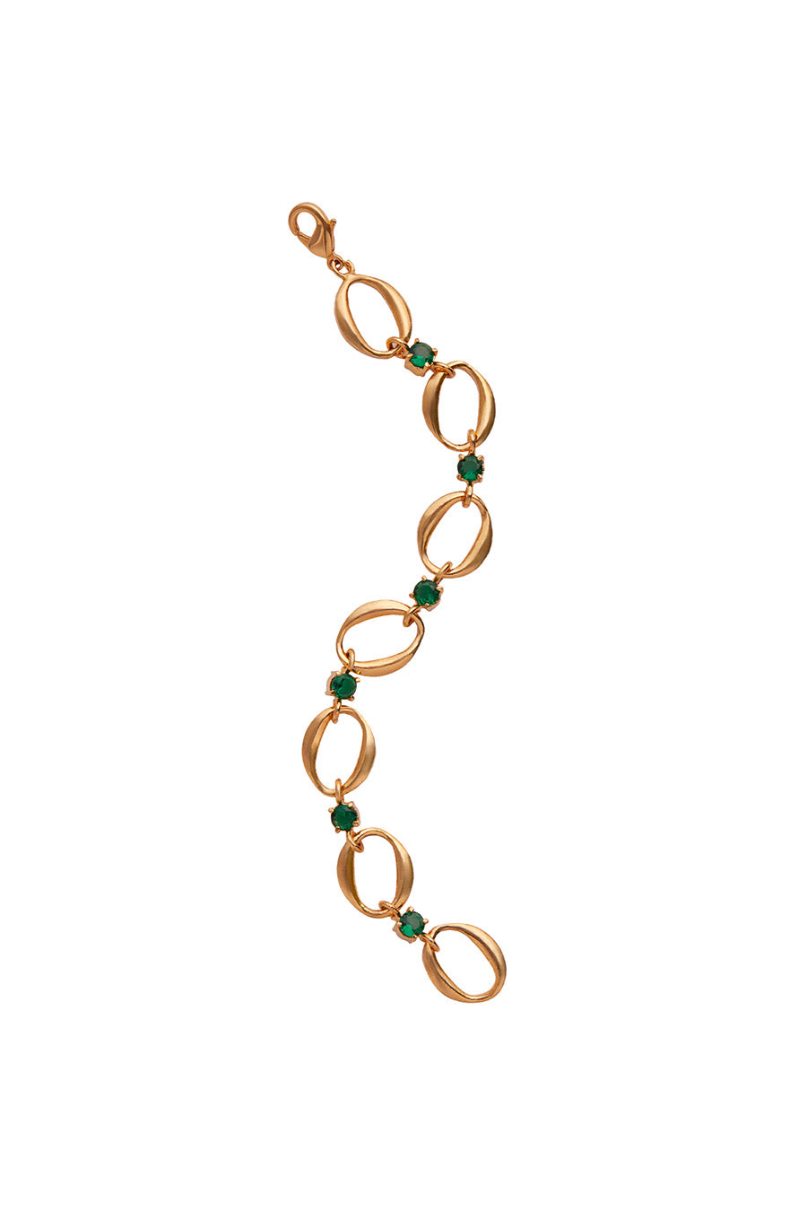 Gold Plated Emerald Rani Link Chain Bracelet