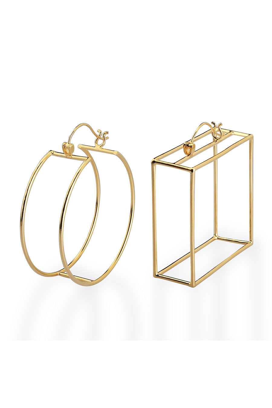 Gold Plated Mismatched Hoop Earrings