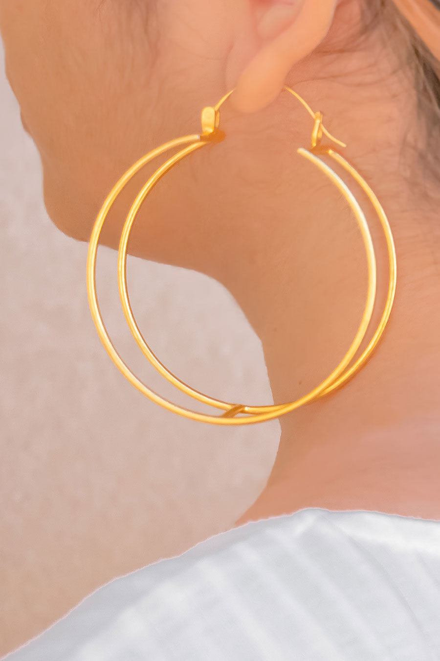 Gold Plated Mismatched Hoop Earrings