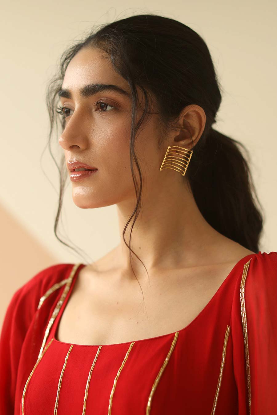Red Embroidered Anarkali With Dupatta