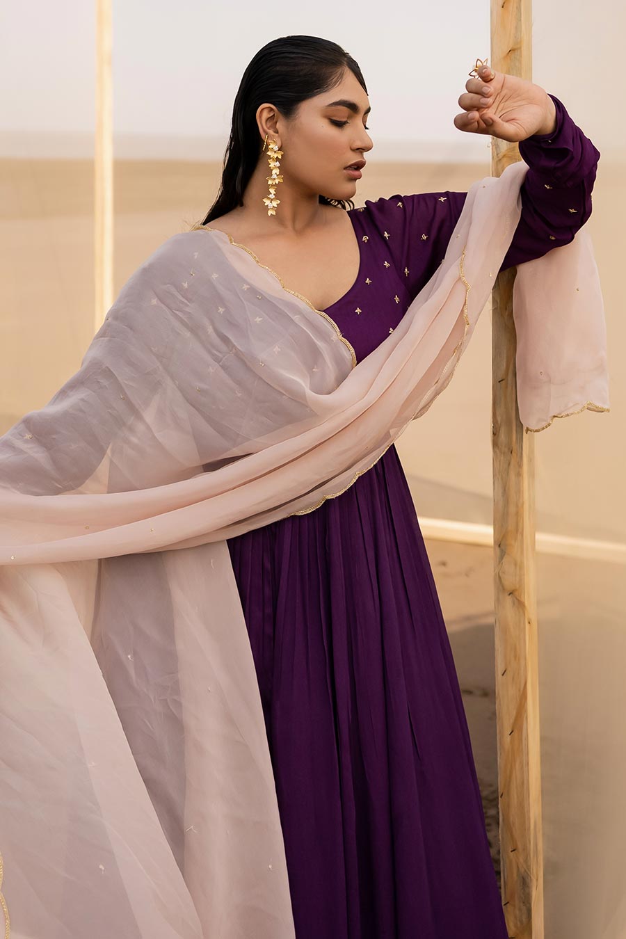 Embroidered Anarkali With Dupatta