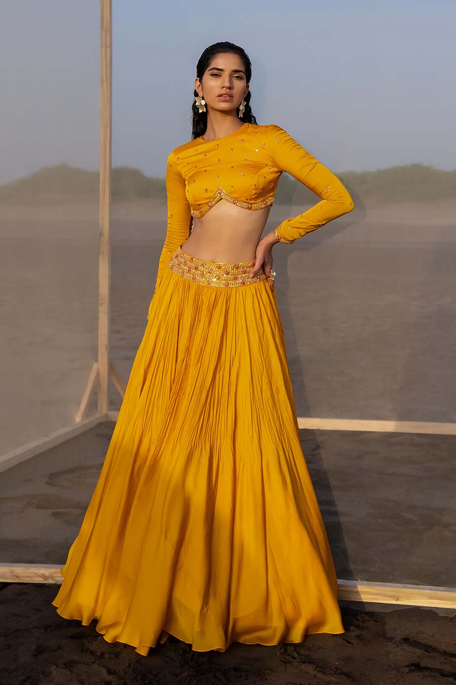 Pleated Lehenga Set