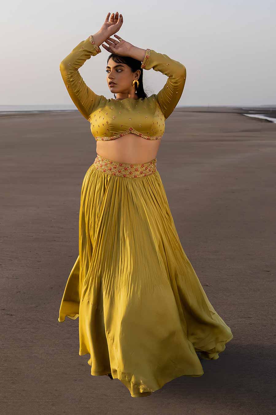 Pleated Lehenga Set