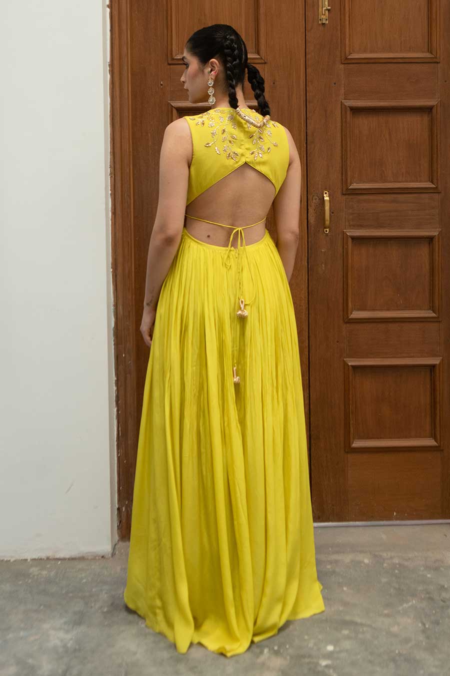 Yellow Embroidered Anarkali & Palazzo Set