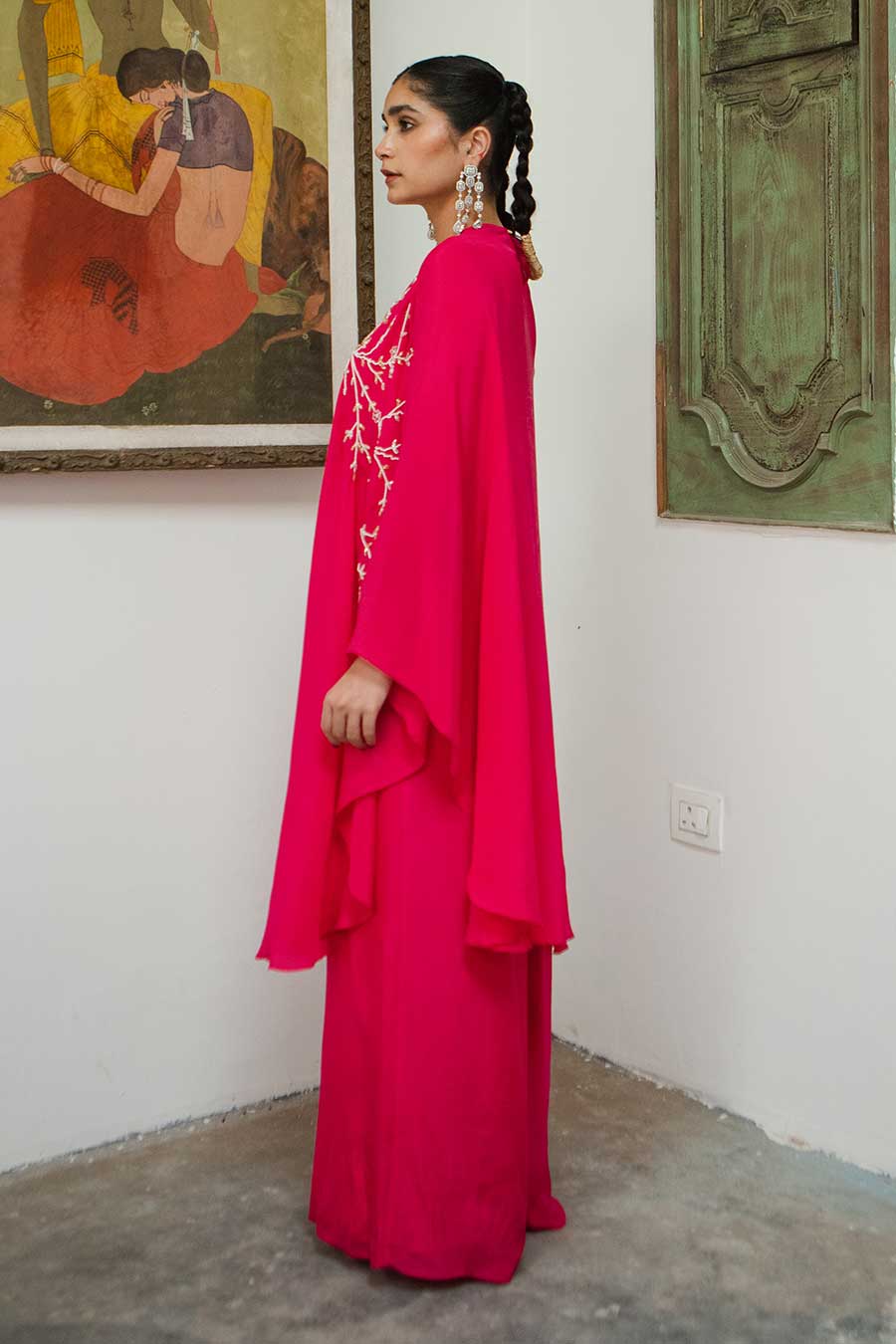 Rani Pink One-Shoulder Tunic & Palazzo Set