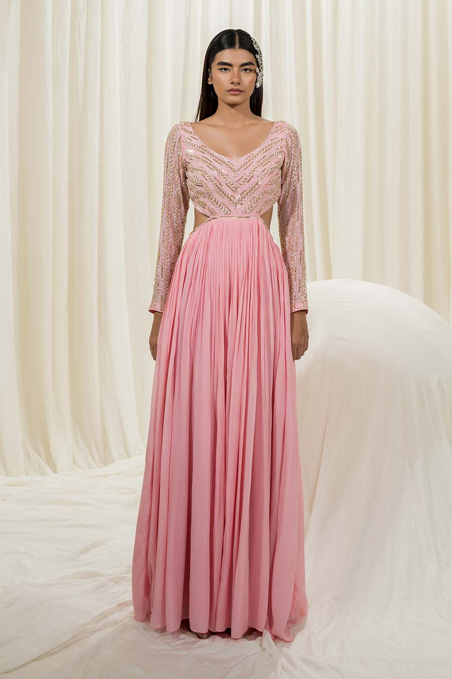 Bubble Pink Embroidered Anarkali with Dupatta