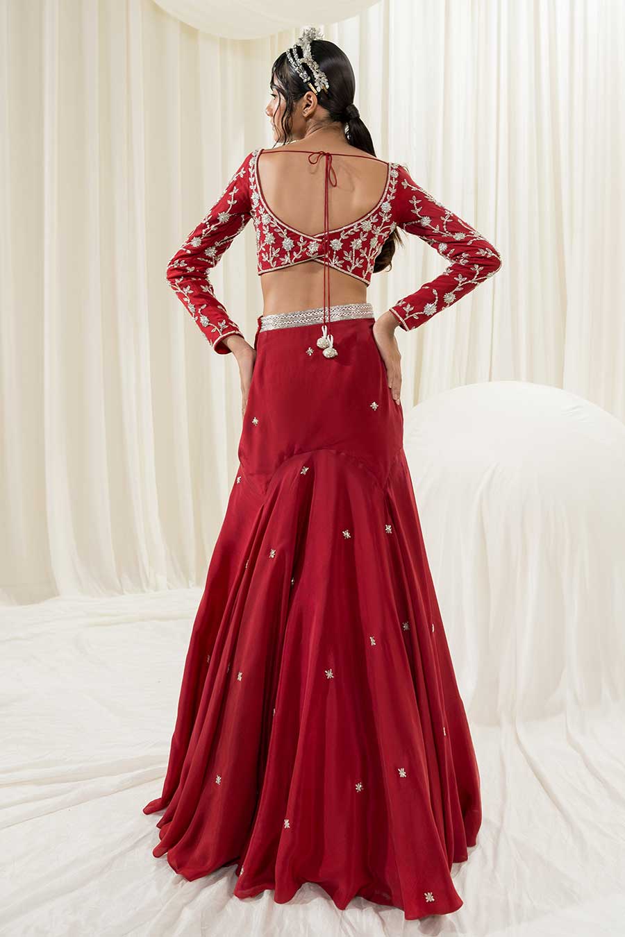 Maroon Embroidered Lehenga Set